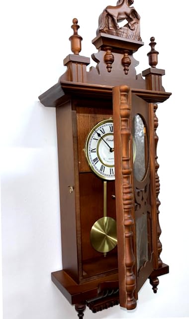 Pendelwanduhr, 77 cm, Pendeluhr, schöne Quarzwanduhr, römische Ziffern, geschütztes Pendel