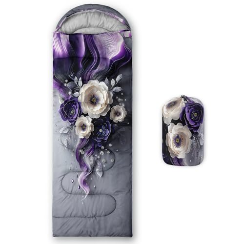 Image of QOOMO Ball Flower Camping Sleeping Bags,3 Season Warm & Cool Weather,Lightweight,Waterproof Sleeping Bags for Adults & Kids,Traveling,and Outdoors,Camping Gear Equipment