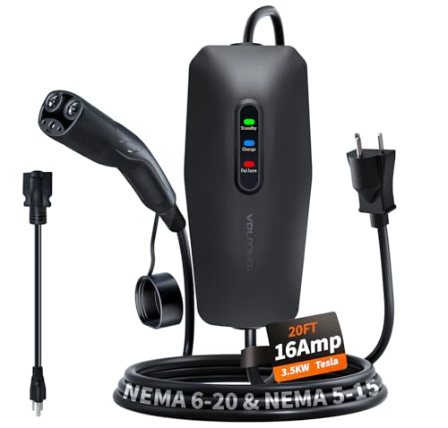 VDLPOWERVP Level 1/2 Tesla Charger 16Amp, Electric Vehicle Portable Charger with 20FT Cable, 3.5KW...