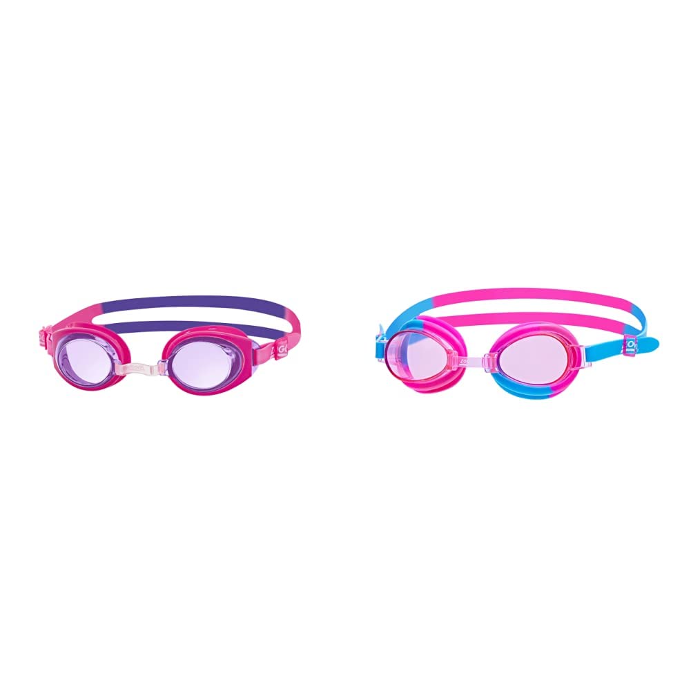 Zoggs Phantom Elite Kids Swimming Goggles - Anti-Fog, UV Protection, Adjustable Strap (Pink/Purple)