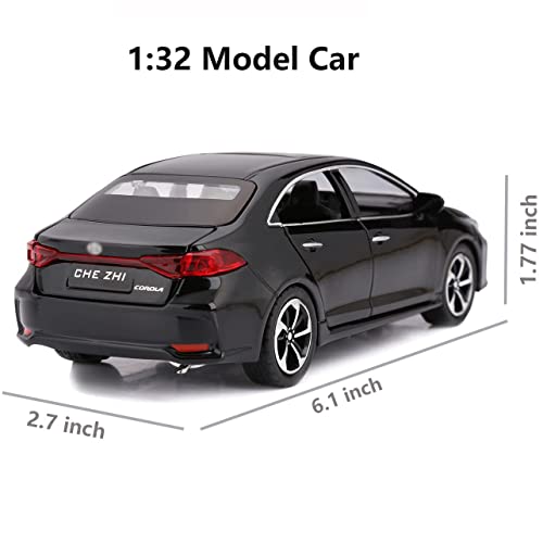 Image of 1:32 Diecast Metal Car Model Corola Toy Cars for Kids Pull Back Openable Doors with Light Sound
