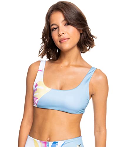 Roxy Bralette Pop Surf Sporty - Brassière de bain anti-glisse jaune tie-dye S