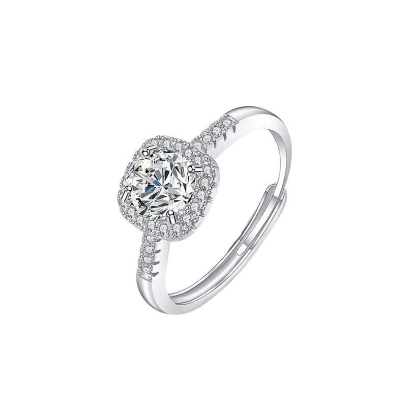Women Copper Cube Ring Features Square Zirconia Stone and Adjustable Opening Design Structure-image-47