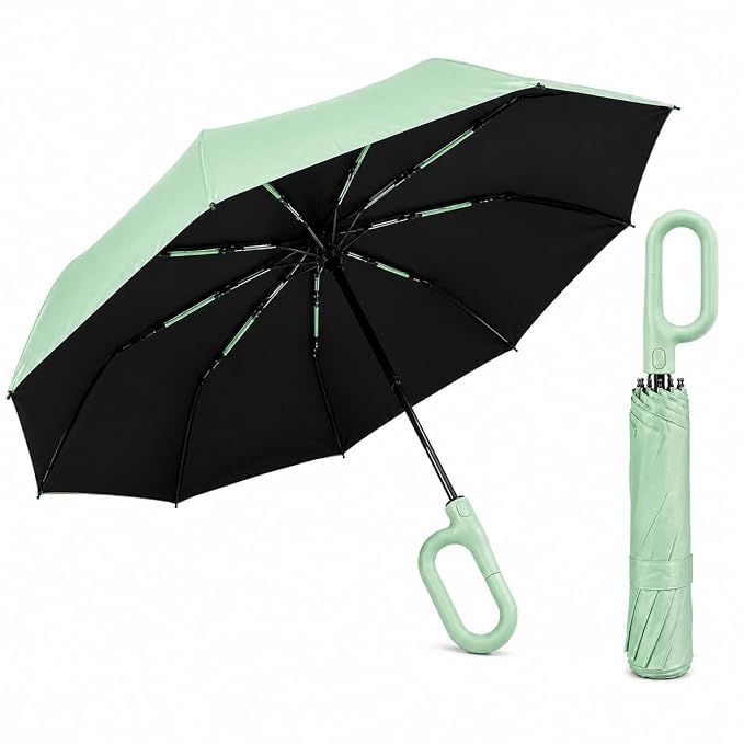 Image of LANBRELLA Portable & Folding Travel Umbrella, 3 Fold, Auto Open Close, Water Resistant, Windproof, with Carrying Handle