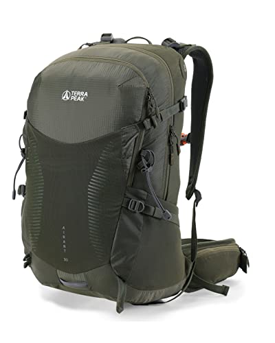 Terra Peak® Sac à dos de randonnée 30L (AIRANT 30) moyen vert olive femme et homme - Sac a dos de trekking, chasse et voyage (respirant, imperméable) - Sac alpinisme, escalade et de jour (ergonomique)
