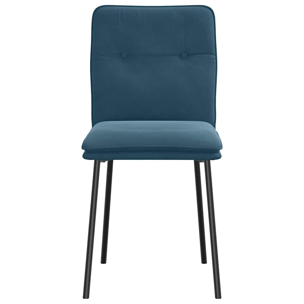Sedie da sala da pranzo, 4 pezzi, velluto blu, metallo e legno