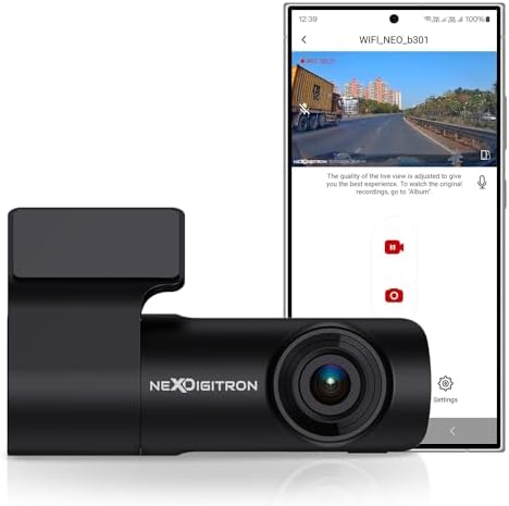 NEXDIGITRON NEO Car Dash Camera, Full HD 1080P, Made in India, 2MP CMOS Sensor, 5G 140° Wide Angle Lens, Detachable & 360° Rotatable, Super-Capacitor, DIY Installation, Upto 128GB Supported