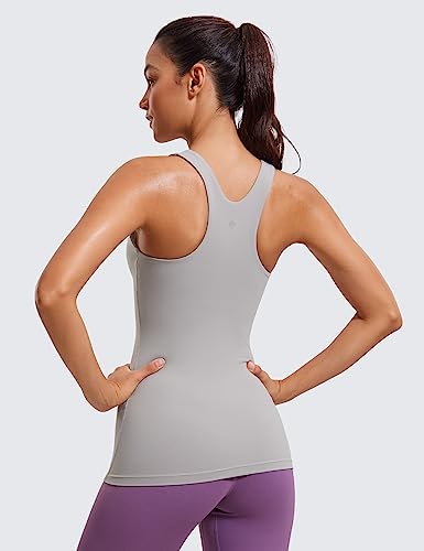 Image of CRZ YOGA Butterluxe High Crew Neck Tank Top | Light Support, Built in Bra, Removable Pads, Yoga, Extremely Soft, Racerback, for Women