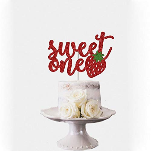 Morndew 13 Pcs Strawberry Sweet One/1St Cake Toppers Strawberry One Cupcake Toppers For First Birthday Anniversary Baby Shower Wedding Party Decorations #TOP3