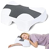 SAHEYER Side Sleeper Pillow with Arm Hole, Memory Foam Pillow for Neck and Shoulder Pain Relief, Multi-Angle Armholes Pillow for Many Sleeping Positions, Ergonomic Support Pillow (Gray, 15cm Height)