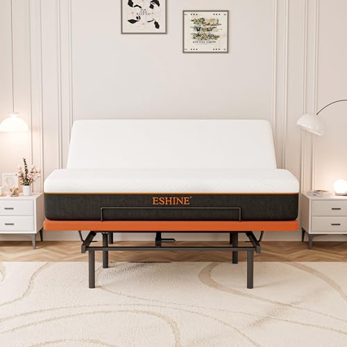 Image of ESHINE Adjustable Bed Frame with 12 inch Mattress, Wireless Remote, King Size | Memory Foam Mattress, Bluetooth APP Control, Zero Gravity, Anti Snore, Head and Foot Incline, 2000 Series