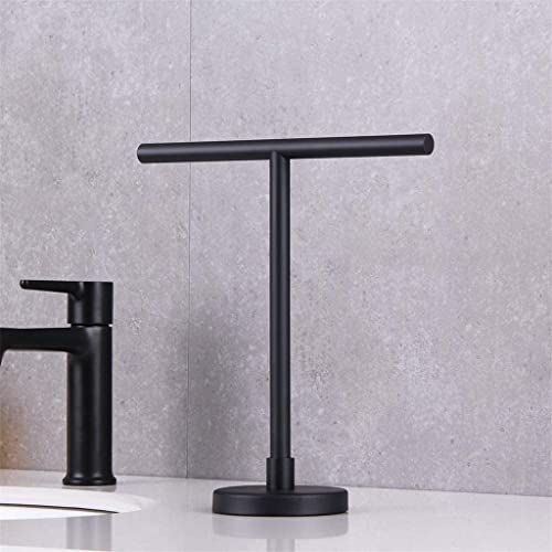 Soporte toallero de baño vertical negro mate y organizador de toallas T-Shape 6