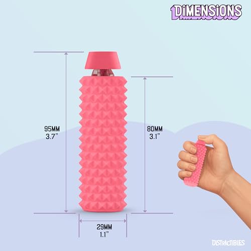 Image of Distractibles Spike Roller Clicker, Tactile Pain Stim Fidget with Clicker Switch, Pain Stimulation Roller with Lanyard (Pink)
