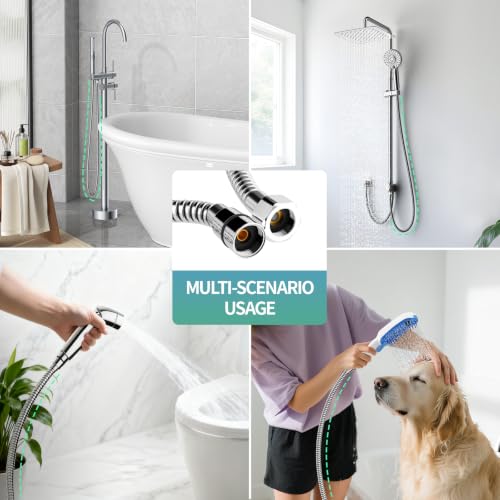 Image of SR SUN RISE Flexible 304 Stainless Steel Shower Hose, 96 Inch, Chrome