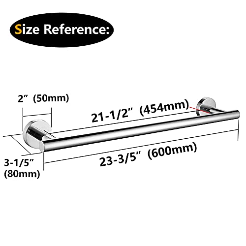 Nolimas Polished Chrome Bath Towel Bar Single Bars Towel Rack Rod Classic Wall Mounted Stainless Steel Bathroom Towel Bar Toilet Kitchen Towel Shelf Single Layer,24Inch #TOP2
