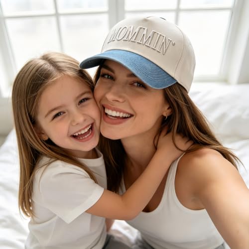 Image of Mommin Trucker Hat, Mom Hat, Embroidered Vintage Two Tone Mommin Hat
