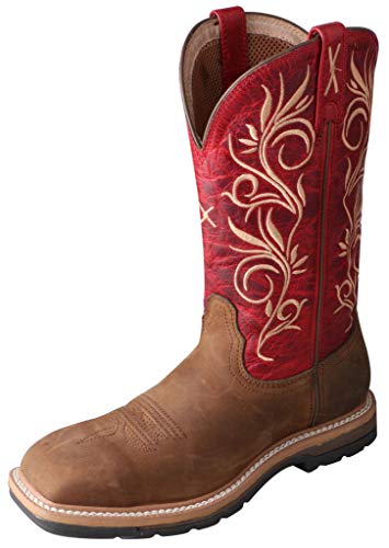 Twisted X Women’s 11” Pull On Work Boot - Mud Boots Designed With Full-Grain Leather Vamp And Shaft, Compression-Molded Molasses Eva Midsole, Air-Mesh Lining, Rubber Outsole, And Removable Footbed, Distressed Latigo/Red 8 B #TOP6