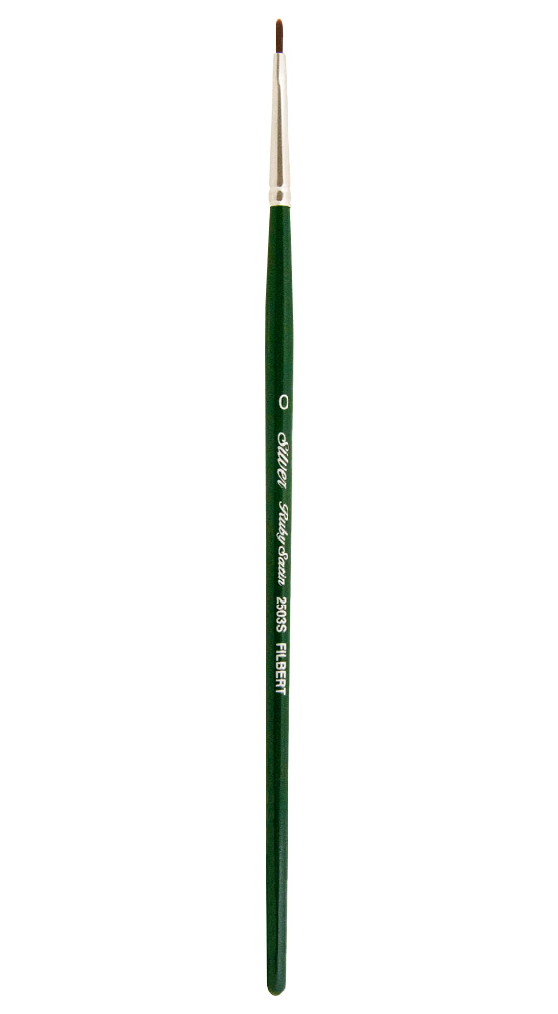 Silver Brush Series 2503S Ruby Satin Filbert Brush with Short Handle, Stiff Synthetic Filaments, Hunter Green, Size 0