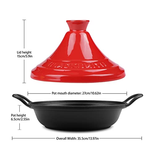 Bamfy Moroccan Tagine Pot Cast Iron Enameled With Handle And Lid Tajine Pot Traditional Ceramic Stew Casserole Slow Cooker Induction Safe (Color : Red) #TOP4