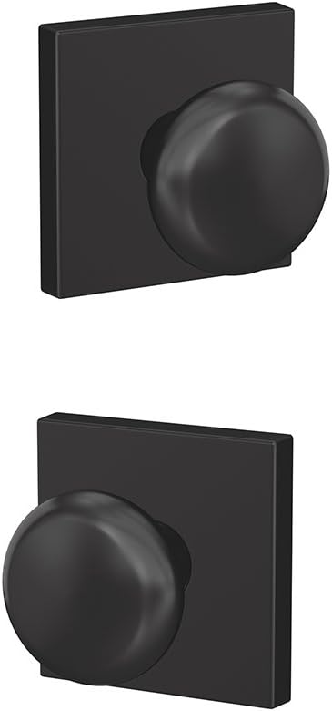 Schlage Custom FC172 PLY 622 COL Plymouth Non-Turning Knob with Collins Trim, Matte Black