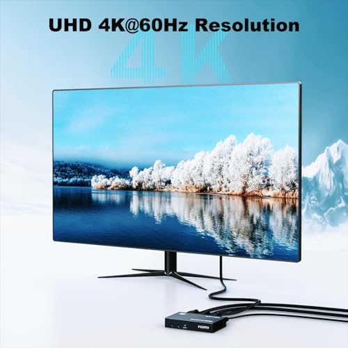 Image of MT-VIKI 1x2 2.0 HDMI Splitter 1 in 2 Out, 4K@60Hz HDMI Duplicator /Distributor HDR Support EDID HDCP 2.2 RGB 4:4:4 18Gbps-Adapter Included (2 Ports)