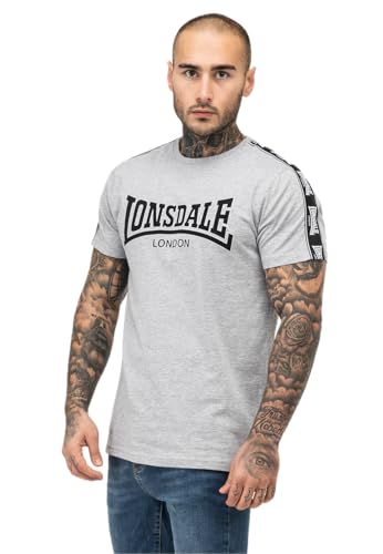 Lonsdale VEMENTRY - Camiseta para Hombre, Marl Grey/Black/White, S, 117531