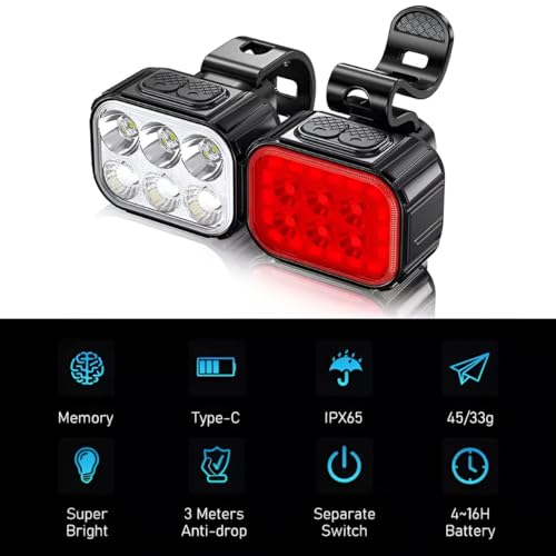 Lanterna Bike Kit Farol Bike 6 Led Recarregável USB a Prova da Água Acessorios Bicicleta Ciclismo Si