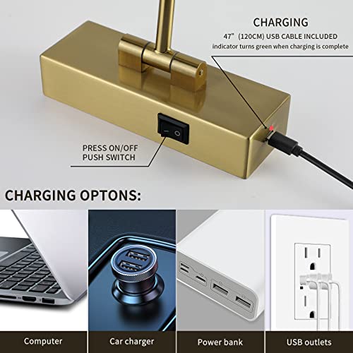 Joosenhouse Wireless Picture Light Battery Operated Rechargeable Picture Light 16.53In With Remote Control Dimmable And Timer Off Adjustable Swing Arm Brass Led Battery Spotlight For Picture Display #TOP3