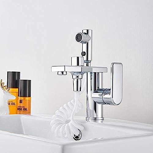 Mitigeur salle de bain extractible chrome robinet lavabo eau chaude froide