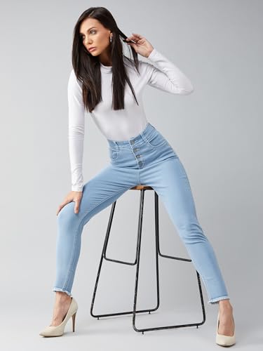 Image of Dolce Crudo Women's Skinny Fit High Rise Cropped Length Stretchable Denim Jeans