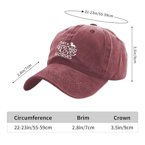 Image of Just Girl Who Loves Horse Hat Baseball Cap for Women Adjustable Trendy Hats Cotton