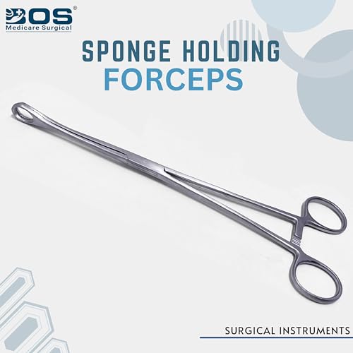 Image of Sponge Holding Forceps 10 Inch | Stainless Steel Sponge Clamp | Autoclavable Surgical Instrument for Hospital, Clinical & Gynec Use | CE Certified