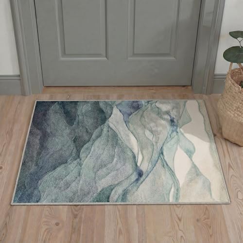 Image of BEIMO Area Rugs 8x10 for Living Room Bedroom, Modern Abstract Machine Washable Rug, Large Soft Low Pile Floor Carpet with Non Slip Backing for Dining Room, Dusty Teal