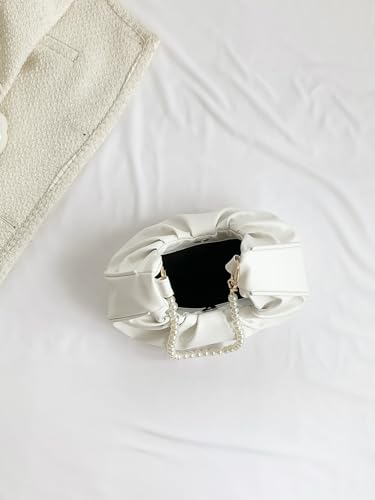 GORGLITTER Women's Pearl Strap Mini Clutch Purses Ruched Underarm Bags Shoulder Handbags2