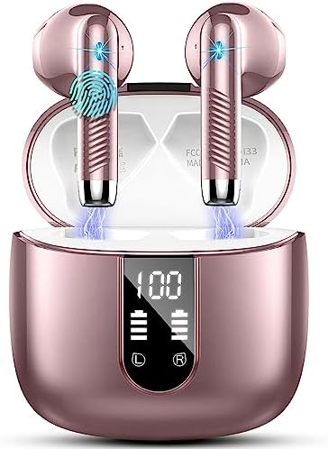 Wireless Earbuds, Bluetooth 5.3 Headphones NEW Wireless Headphones with 4 ENC Mic, 56H Bluetooth Earphones in Ear Noise Cancelling Deep Bass, Mini Ear Buds Bluetooth Earbuds IP7 Waterproof LED Display