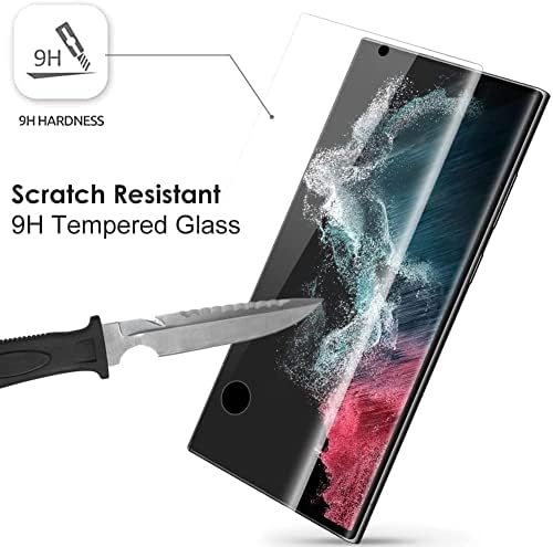 [2+2 Pack] Galaxy S22 Ultra Screen Protector with Camera Lens Protector, Premium Tempered Glass film, 9H Hardness, Anti Shatter, Bubble Free, Fingerprint Support for Samsung S22Ultra