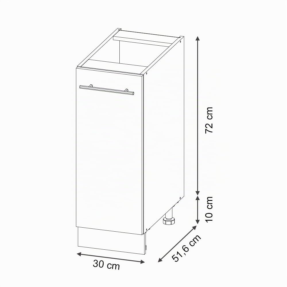 Vicco Colonna dispensa cucina Fame-Line, Bianco lucido, 30 cm