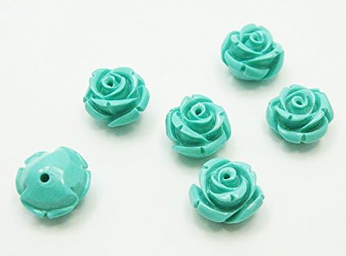 Amazon Co Jp ターコイズ トルコ石 合成石 片穴 薔薇ローズ お花フラワーパーツ 2個セット 2点 ジュエリー