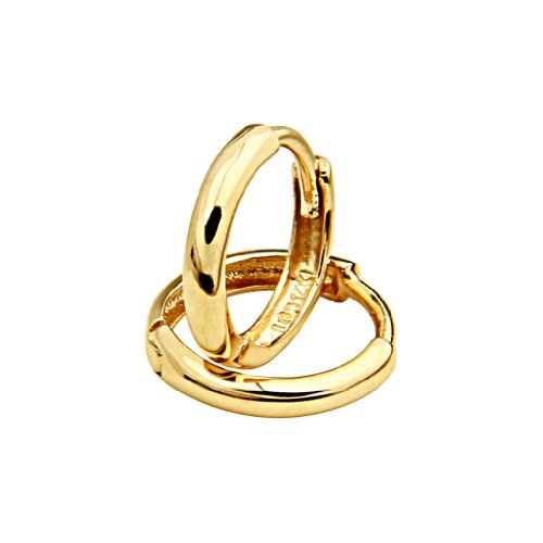 14k Yellow Gold 2mm Thickness Hoop Huggie Earrings - 3 Different Size Available