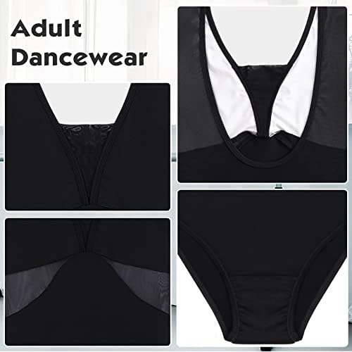 boruizhen Ballet Leotard Womens Mesh Gymnastics Leotards Short Sleeve Dancewear Backless Dance Costumes with Removable Bra Pad for Women Ladies