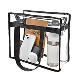Enkrio Clear Tote Bag Stadium Approved Messenger Shoulder Bag with Zipper Closure for Women Work Tra