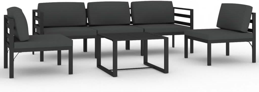 vidaXL Patio Lounge Set 6 Piece, Patio Furniture Set for Outside Garden, Sectional Sofa with Cushions, Corner Sofa, Aluminum Anthracite