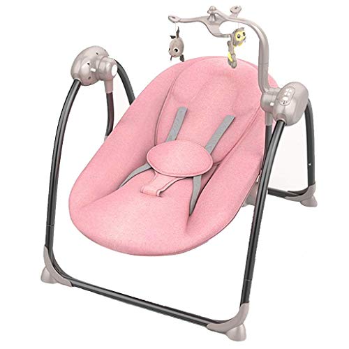 Znesd mecedora for bebé, oscilación automática portátil con melodía, Reino cómodo columpio portátil (Color : Pink)
