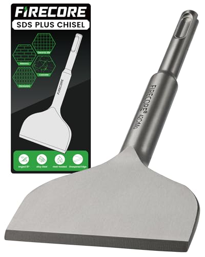Firecore Burin SDS Plus, Burin Plat de 165 × 75 mm, Burin Carrelage en acier spécial 42CrMo, Conçu pour L'enlèvement de Carrelage, Burin Plat SDS Adapté...