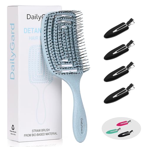 Detangling Brush with Clips, Wet & Dry Hair Paddle Brush