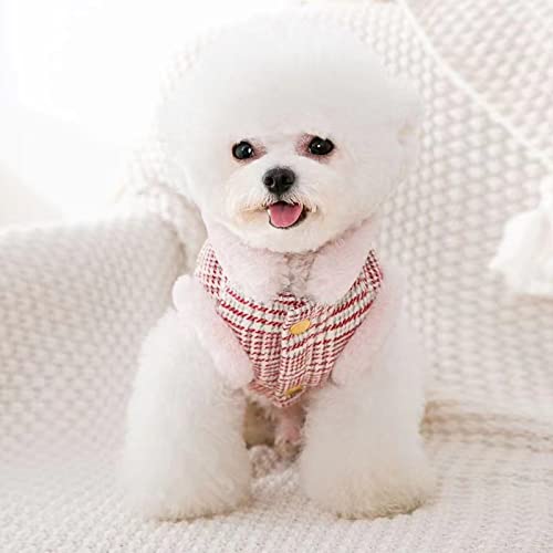 可愛い ペット犬服パーカー ジャケット秋冬服 厚手 ふわふわ 防寒コート ダウンジャケット ドッグウェア あたっか 犬の服 小型犬 中型犬 猫服 保温 防寒 寒さ対策 おしゃれ 人気 ファッション お散歩お出かけ服 (M, ピンク)