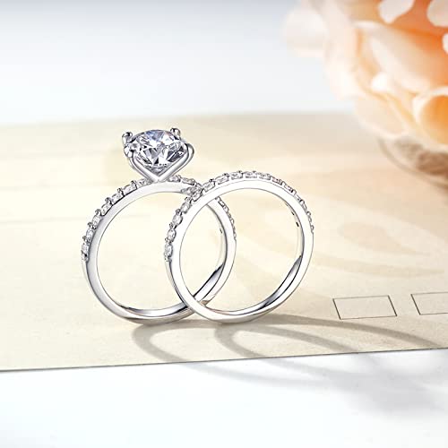 Aoned Engagement Rings For Women Fake Engagement Wedding Daimond Cubic Zirconia Ring 2 Ct Round Halo 2 Carat Bridal Promise Cz Solitaire Ring For Her Size 8 #TOP2