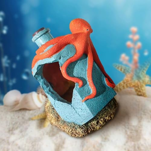 Image of Generic Aquarium Landscaping Octopus Decoration, Fish Tank Decor Ornament, Realistic Octopus Resin Crafted for Shrimp Crab to Rest /Breed /Hiding Caves Hideout (Blue)
