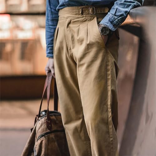 Mens Casual Pants Regular Fit Retro Stretch Cotton Fashion Trousers Tapered Chino Western Gurkha Pants2