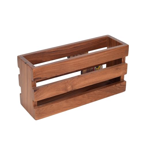 Image of Aakriti Art Creations Floral Art Wooden Magazine Holder | Hand-Painted & Teak Wood Magazine Holder | Magazine Holder & Storage Decor for Hall | Magazine Holder for Bedroom, Living Room, and Entryway